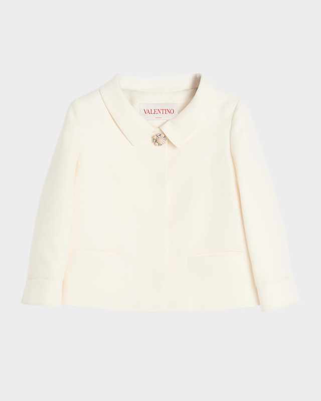 Collared Brooch Wool Jacket